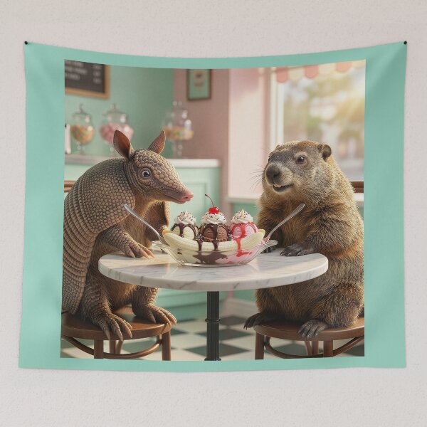 Item preview, Armadillo and Groundhog Share a Banana Split designed and sold by Tridentulus.