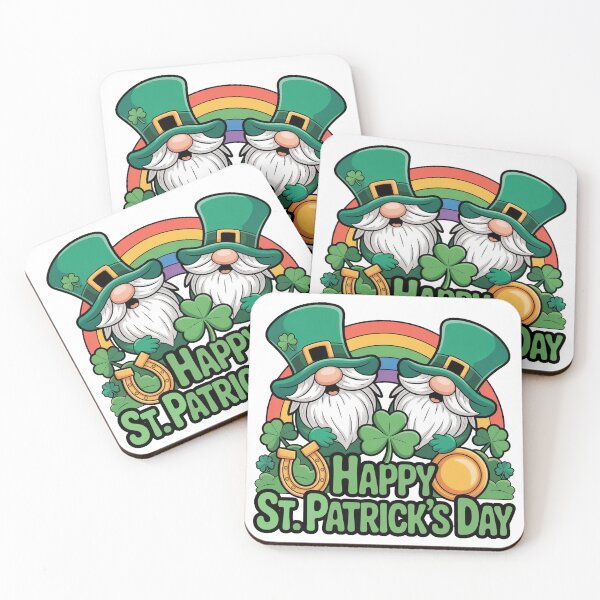 Item preview, Happy St. Patrick’s Day Lucky Green Gnomes rainbow designed and sold by QuiteOrbit.