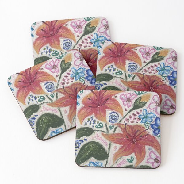 Item preview, oil pastel flower pattern designed and sold by keevagracee.