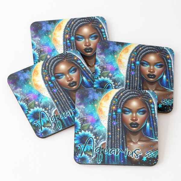 Item preview, Aquarius Starlight – Neon Celestial Portrait designed and sold by ChloeDesigns401.