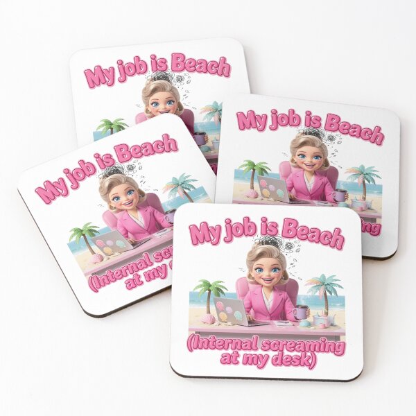 Item preview, My Job is Beach Internal Screaming Funny Corporate Girl Pink Aesthetic Sticker designed and sold by Nathaphat514.