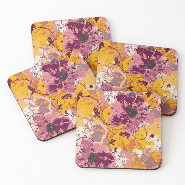 Item preview, Magenta Florals on Warm Abstract Canvas designed and sold by ShopCWA.