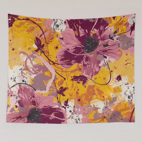 Item preview, Magenta Florals on Warm Abstract Canvas designed and sold by ShopCWA.