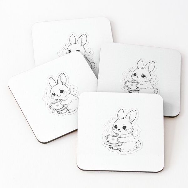 Item preview,  Cute Cozy Bunny Drinking Coffee Sticker designed and sold by Harvestmoon21.