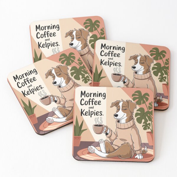 Item preview, Coffee and Kelpies – Cozy Kelpie Dog Morning Vibes Illustration designed and sold by Globalcitytees.