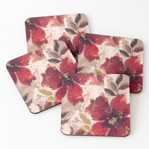 Item preview, Crimson Florals with Gold Brushstroke Accents designed and sold by ShopCWA.