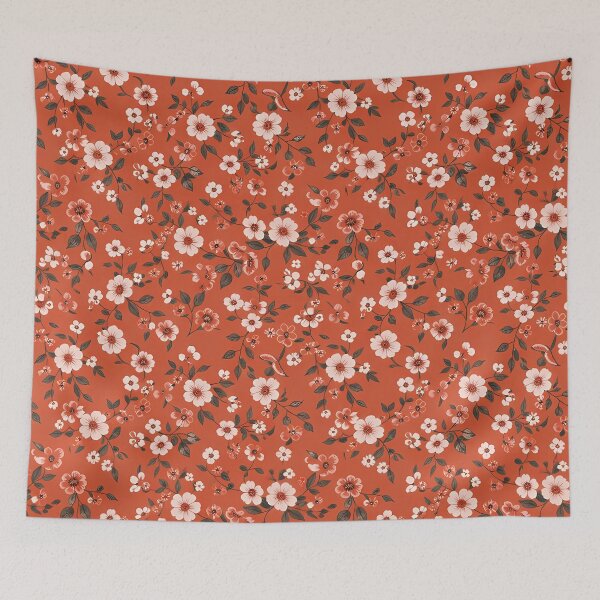 Item preview, Patrón floral de pequeñas flores silvestres de jardín de terracota designed and sold by zenjiinspired.