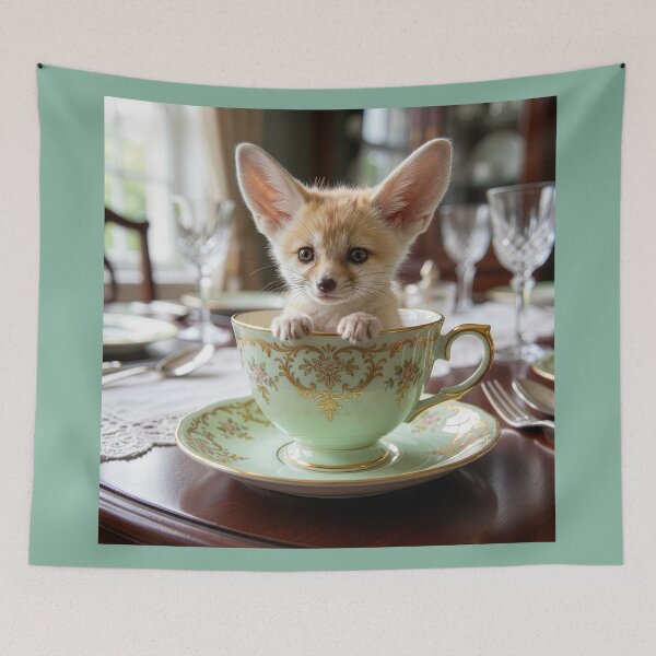 Artikelvorschau, Fennek-Fuchsjunges in einer Teetasse entworfen und verkauft von Tridentulus.