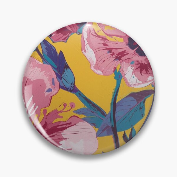 Item preview, Bright Pink Floral on Yellow for Bold Spaces designed and sold by ShopCWA.