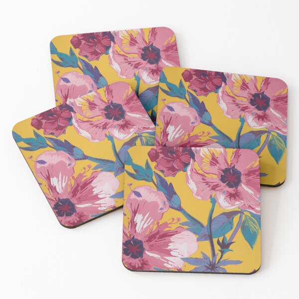 Item preview, Bright Pink Floral on Yellow for Bold Spaces designed and sold by ShopCWA.