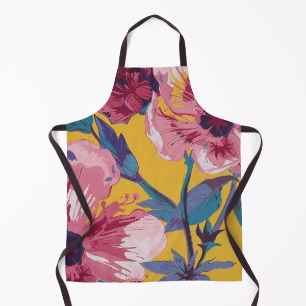 Item preview, Bright Pink Floral on Yellow for Bold Spaces designed and sold by ShopCWA.
