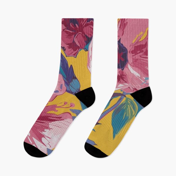 Item preview, Bright Pink Floral on Yellow for Bold Spaces designed and sold by ShopCWA.
