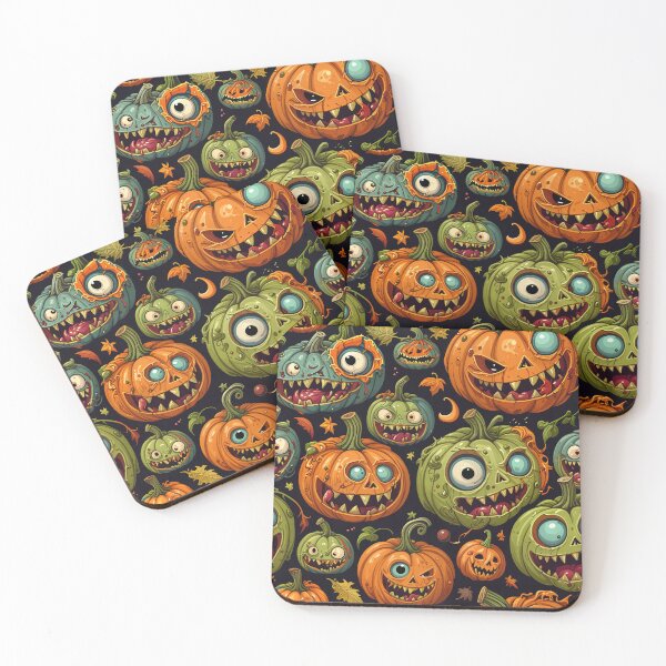 Item preview, Spooky Halloween Pumpkins Pattern – Creepy Cute Jack-o-Lanterns designed and sold by Fabricbella.