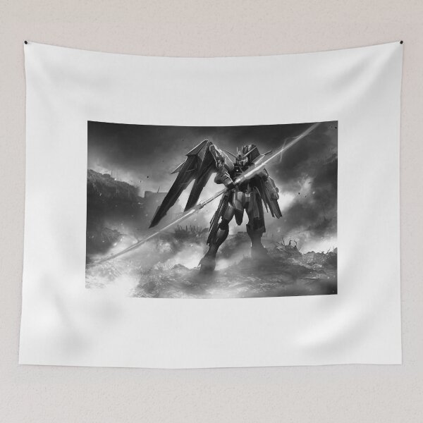 Item preview, black white ZGMF-X10A Freedom Gundam seed destiny kira yamato on fire DIGITAL IMAGING designed and sold by sabartgunpla.