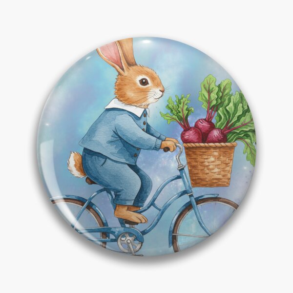 Item preview, Cottagecore Bunny Wall Art – Whimsical Rabbit on Bicycle Nursery Print, Farmhouse Animal Decor designed and sold by ChenEngEng.