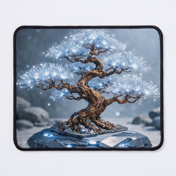 Item preview, Fiber Optic Zen Bonsai - Futuristic Cyber Meditation Art designed and sold by LuxeBuzz.