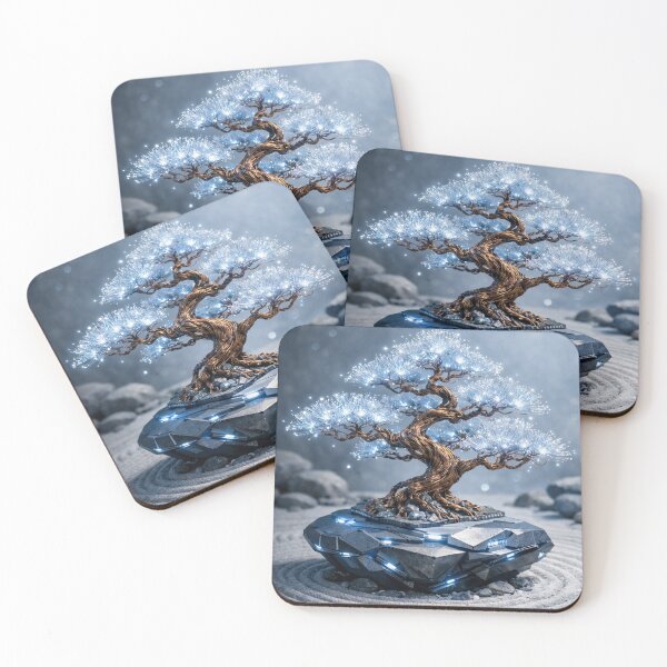 Item preview, Fiber Optic Zen Bonsai - Futuristic Cyber Meditation Art designed and sold by LuxeBuzz.
