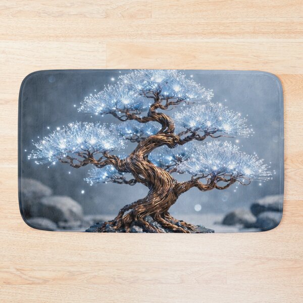 Item preview, Fiber Optic Zen Bonsai - Futuristic Cyber Meditation Art designed and sold by LuxeBuzz.