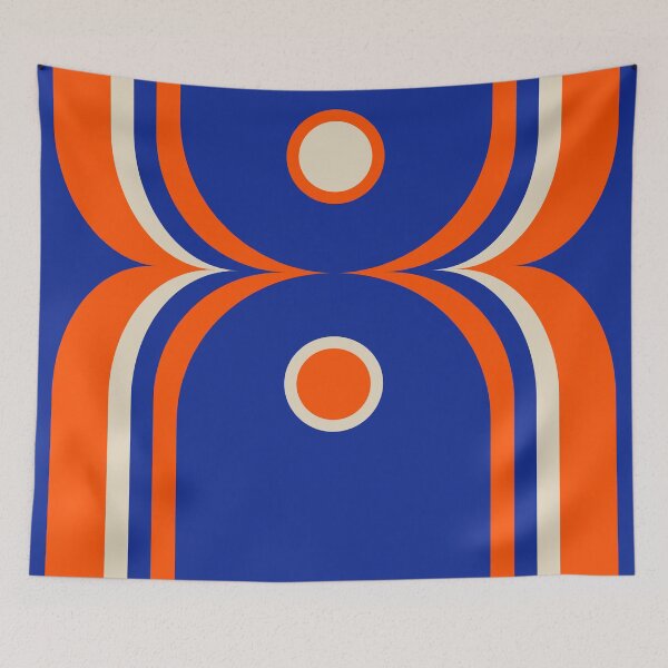 Item preview, Mod Curves Retro Abstract in Bright Blue and Orange designed and sold by kierkegaard.