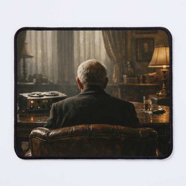Item preview, Victorian Study with Elderly Man Recording Dark Literary Gothic Interior Wall Art designed and sold by Element Horizon Studio.