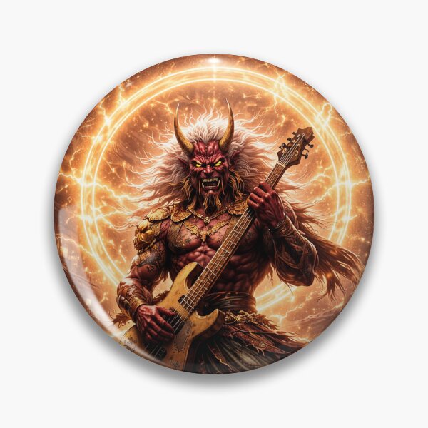 Item preview, Neo edo rock-Raijin Ascendant – Thunder God Oni Bassist | Edo Noir Dark Fantasy Art designed and sold by EDO NOIR SOCIETY.
