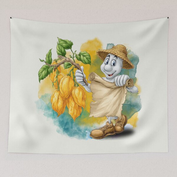 Item preview, Cute Cocoa Farmer Mascot – Tropical Cacao Pod Cartoon Kitchen Wall Art designed and sold by ChenEngEng.