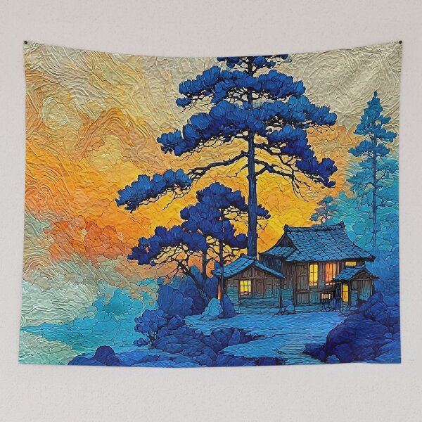 Item preview, Golden Dusk Over Blue Pine Sanctuary designed and sold by IRRI_3212.
