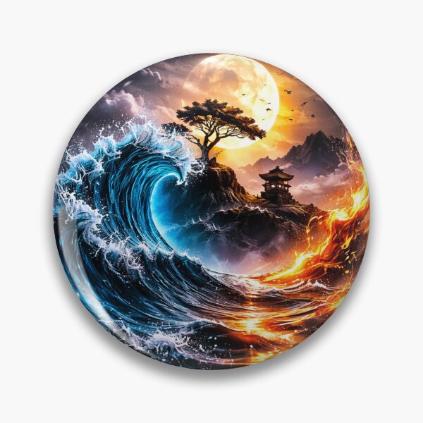 Item preview, Eternal Balance – Fire and Water Cosmic Yin Yang Tree Art designed and sold by Artfullloops.