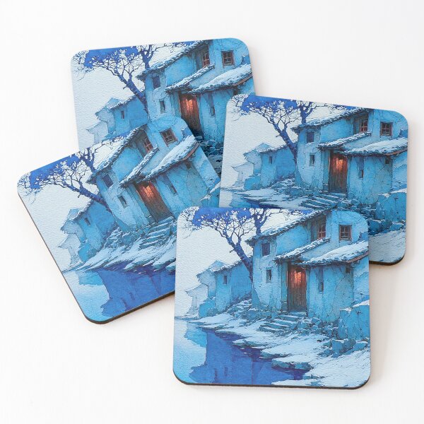 Item preview, Silent Winter Village in Deep Blue designed and sold by IRRI_3212.