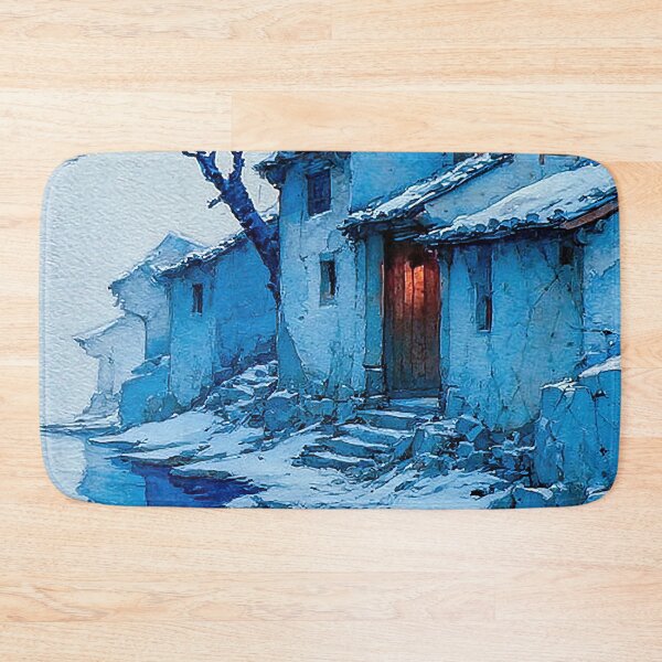 Item preview, Silent Winter Village in Deep Blue designed and sold by IRRI_3212.