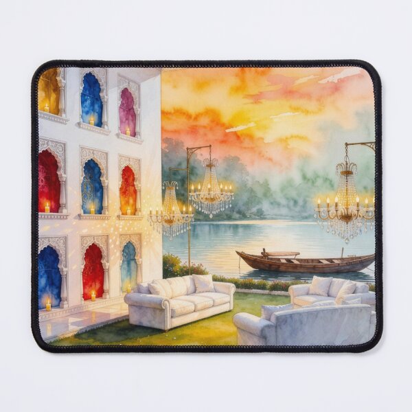 Item preview, Ethereal Indian Palace Sunset Watercolor Illustration designed and sold by HustleHue.