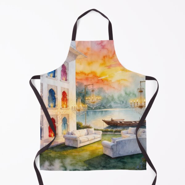 Item preview, Ethereal Indian Palace Sunset Watercolor Illustration designed and sold by HustleHue.