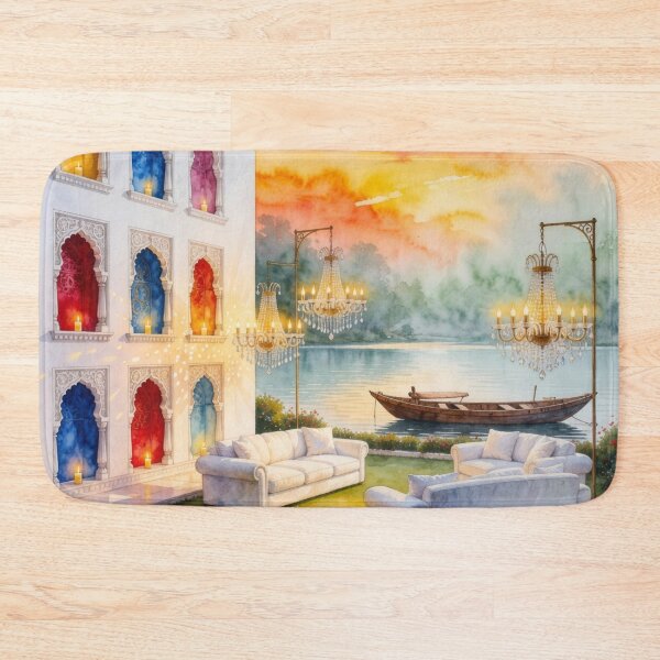 Item preview, Ethereal Indian Palace Sunset Watercolor Illustration designed and sold by HustleHue.