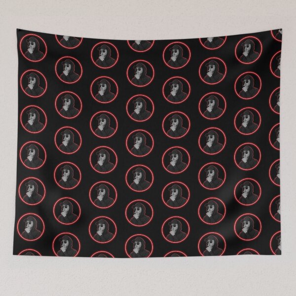 Item preview, Neon Red Circle Hooded Character – Cool Dark Aesthetic Illustration designed and sold by TrendTonic1.