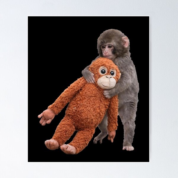 Item preview, Baby Macaque Hugging Plush Cute Monkey Monkey Punch designed and sold by motivato.