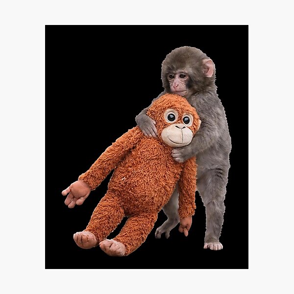 Item preview, Baby Macaque Hugging Plush Cute Monkey Monkey Punch designed and sold by motivato.