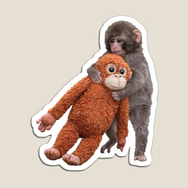 Item preview, Baby Macaque Hugging Plush Cute Monkey Monkey Punch designed and sold by motivato.