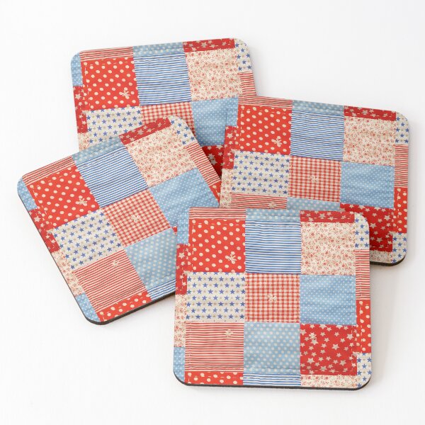 Item preview, Red and Light Blue Square Nine-Patch  designed and sold by Miss Sherry's Home.