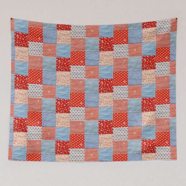 Item preview, Red and Light Blue Square Nine-Patch  designed and sold by Miss Sherry's Home.
