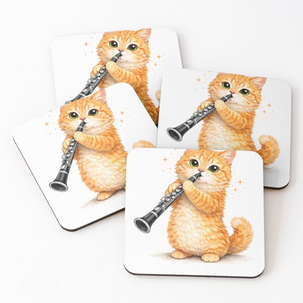 Item preview, cat playing clarinet designed and sold by Lisa's Musical Madness.