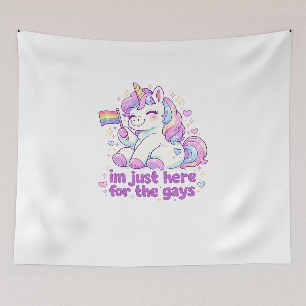 Item preview, I’m Just Here for the Gays Pastel Unicorn Pride Quote designed and sold by Aryabek.