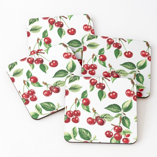 Item preview, Cherries on white designed and sold by TheBohemianLark.