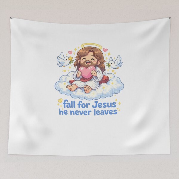 Item preview, Fall for Jesus He Never Leaves Cute Christian Quote designed and sold by Aryabek.