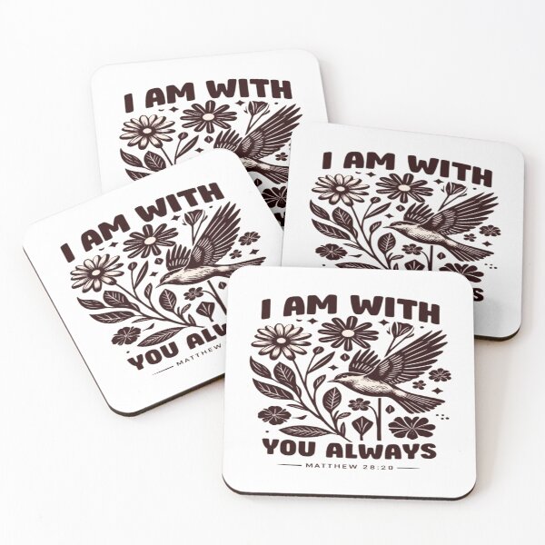 Item preview, Uplifting “I Am With You Always” Bible Verse Art with Floral Bird Illustration for Faith & Inspiration designed and sold by Bright Nest Studio.
