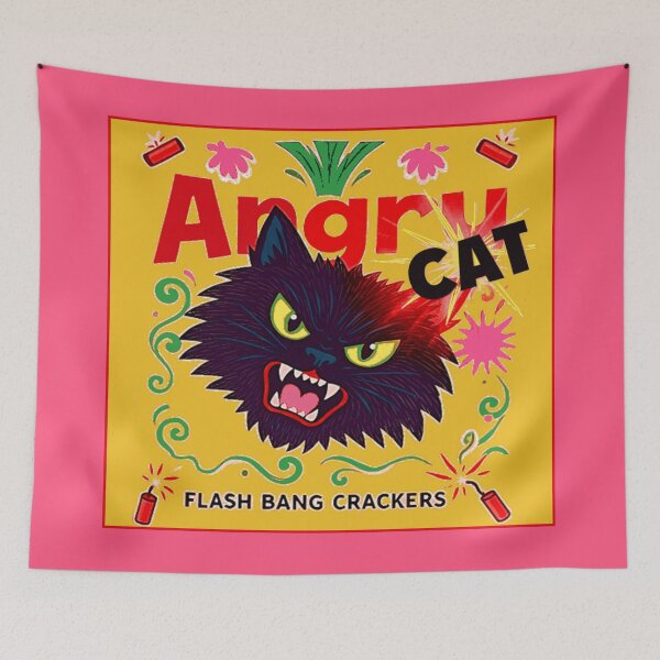 Item preview, Angry Cat Supercharged Flash Bang Crackers - Vintage Fireworks designed and sold by Corinne Alexa Jackson.