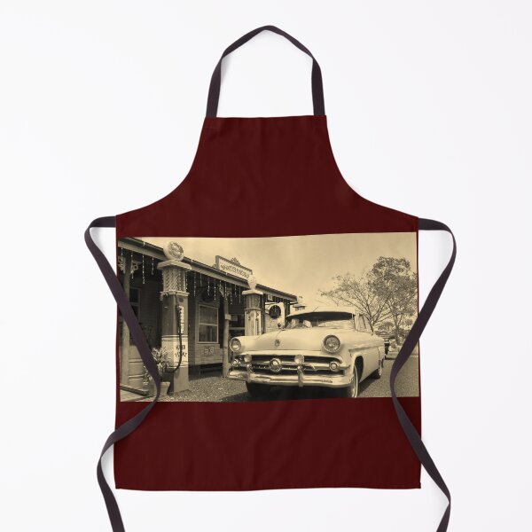 Item preview, Nostalgic photo of vintage car at vintage petrol station designed and sold by Garry Greenwood.