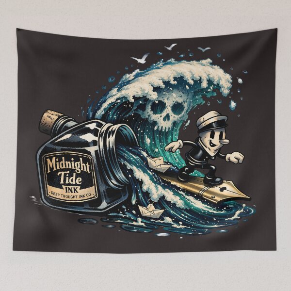 Item preview, Vintage Inkwell Surrealist Illustration designed and sold by LineLoo.