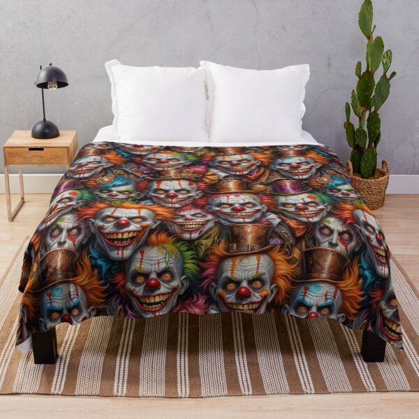 Item preview, Stylized Zombie Crowd Pattern – Creepy Clowns designed and sold by Fabricbella.