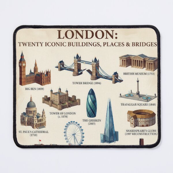 Item preview, Atlas LONDON – Twenty iconic buildings, squares & bridges - Poster Art designed and sold by Earth Celebration Designs.