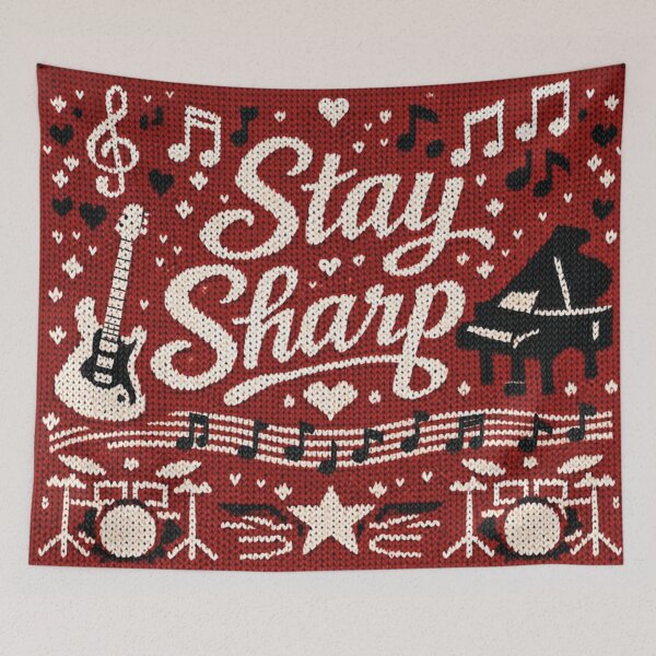 Item preview, Stay Sharp Music Saying Instruments Knitting Pattern Design designed and sold by Mauswohn.